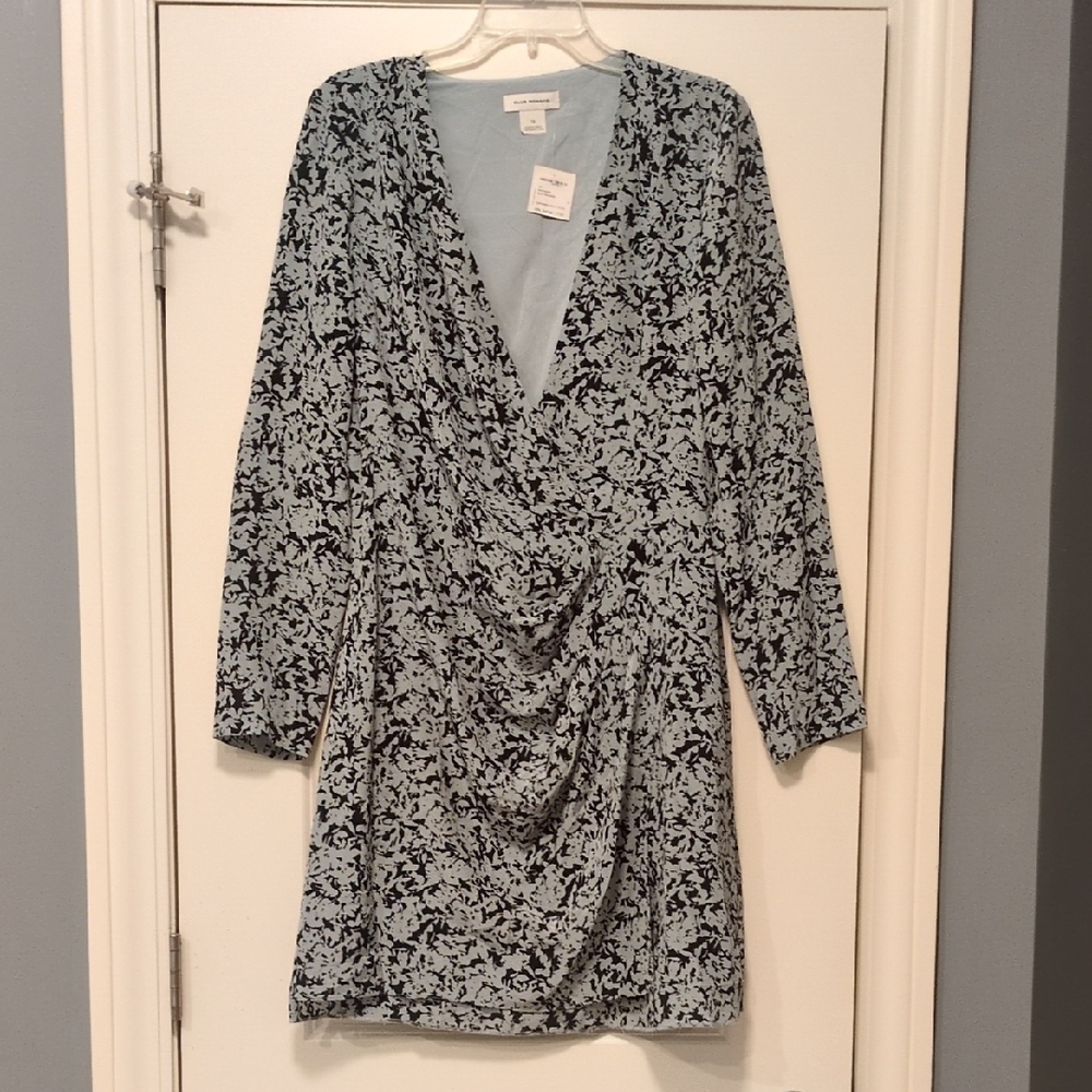 Silk Club Monaco Black and White Floral Long Sleeve Dress - Picture 1 of 7